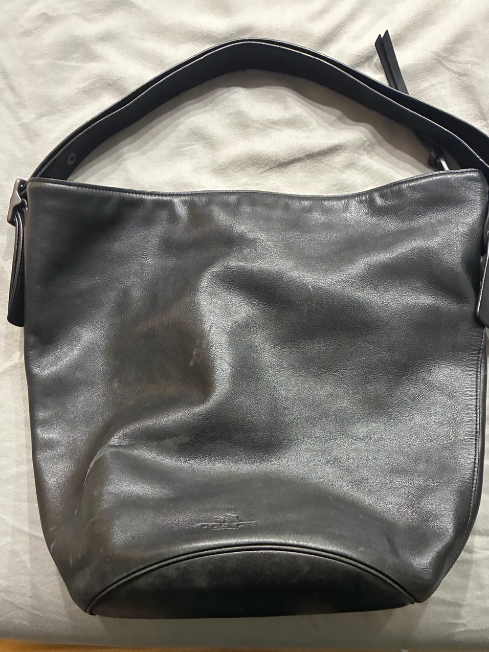 Coach Black Signature Logo Leather Hobo